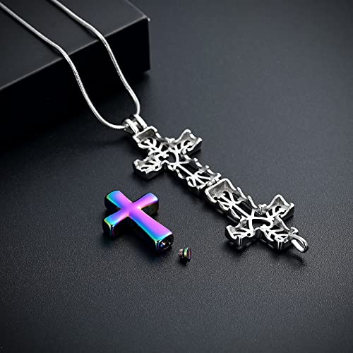 Collier urne pour cendres en croix pendentif cinéraire aux finitions soignées
