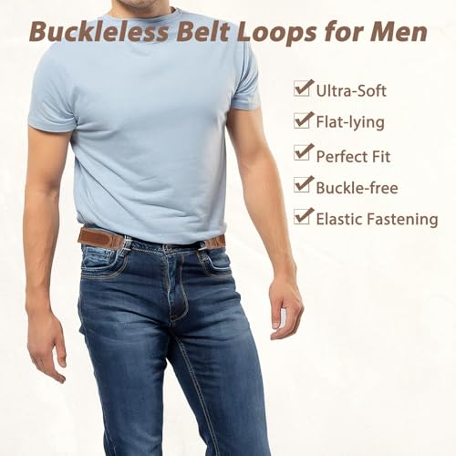 Image of figurine 2Pcs Buckle Less Belt for Men, Elastic Belt for Men, No Buckle Belt for Men, Adjustable Metal Hook Design, Secure Tool Retention for Outdoor Work, Professional Minimalist Accessories