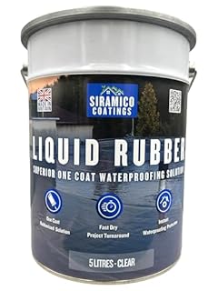 Siramico Coatings Liquid Rubber Roof Coating | 5 Litres | Instant Leak Seal Technology I Quick Drying, One Coat Waterproofing Sealant | Black, Grey & Clear (Clear, 5 Liters)