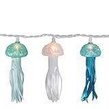 Dennis East 10 Blue, Green and White Jelly Fish Summer Patio String Lights – 8.5 ft White Wire