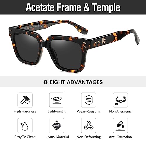 DUCO Retro Square Polarized Sunglasses for Men Women Trendy Vintage Luxury Acetate Sun Glasses UV400 DC23684