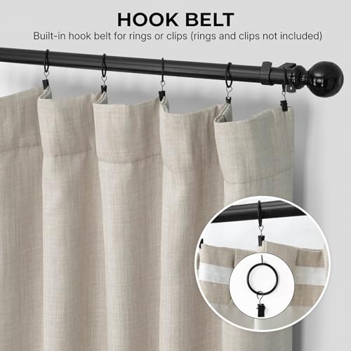 Image of HPD Half Price Drapes - Faux Linen Curtains for Living Room (2 Panels) - 50W X 96L - Textured Room Darkening Curtains for Bedroom 96 Inches Long - Drapes for Home Decor, Thatched Tan