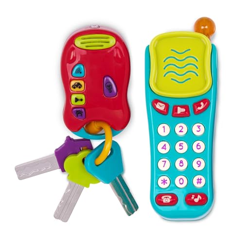Battat – Spielzeug Schlüssel und Handy mit Lichtern und Tönen – Schlüsselbund und Spielzeugtelefon für Kinder und Babys ab 10 Monaten (2 Teile)