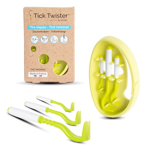 Tick Twister 3 Zeckenhaken für Hunde, Katzen und Menschen – Zeckenzange 3er Set mit Aufbewahrungsbox Sicheres Entfernen ohne Schmerzen – Ideal für Outdoor-Aktivitäten (Grün, 1er-Set)
