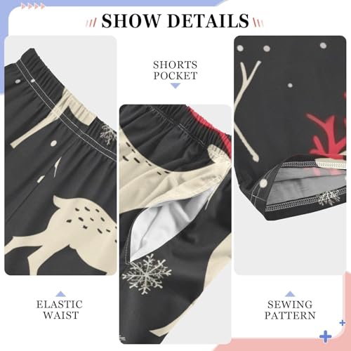ZZXXB Xmas Deer Snow Boys Long Pants Soft Trousers Elastic Waist Kids Lounge Bottoms with Pockets S-XL4