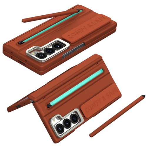 Protection charnière Galaxy Z Fold 6 coque marron porte-stylo