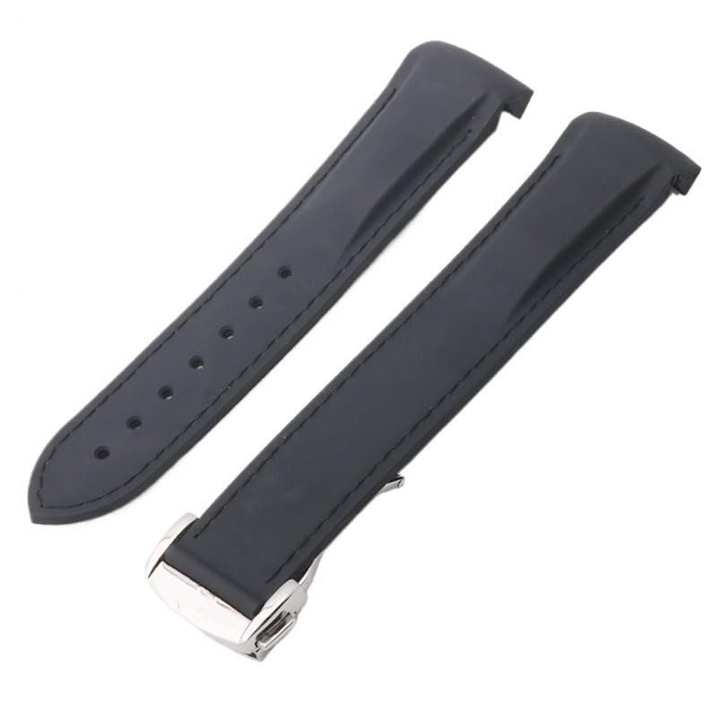 Bracelet montre caoutchouc 20mm noir pour Omega Seamaster 300 et Planet Ocean