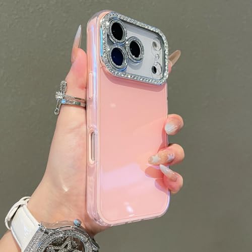 Coque antichoc iPhone 13 Pro Max avec couvre-objectif et fini brillant rose