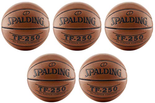 Balón de baloncesto Spalding TF-250 interior exterior juego colectivo en pack de cinco piezas