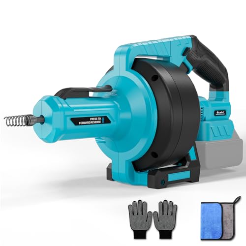 Ecarke Cordless Drain Auger 25Ft Compatible with Makita 18V Battery: 610 RPM Electric Plumbing Snake Drain Auger Spiral Machine, Powerful Drain Cleaner With Towel & Gloves for Kitchen,Sewer(Tool Only) 9 Ecarke Cordless Drain Auger 25Ft Compatible with Makita 18V Battery: 610 RPM Electric Plumbing Snake Drain Auger Spiral Machine, Powerful Drain Cleaner With Towel & Gloves for Kitchen,Sewer(Tool Only) - Image 9
