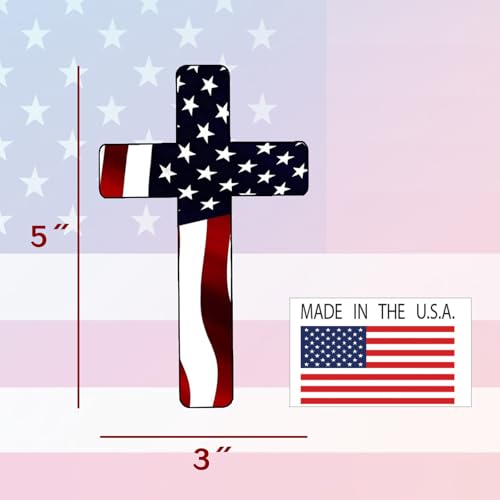 Image of NIIIYTYB 4Pcs Cross Sticker for Car Red White Blue American Flag Decal Large Christian Stickers for Cars Trucks RV SUV Boat Vehicles Patriotic Decals for Window Auto Bumper Vinyl Decoration