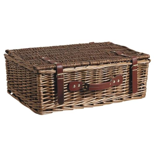 AUBRY GASPARD - Valise Osier Clair avec Poignée et Sangles Marron - Extérieur 53 x 35 x 19 cm - Intérieur 49 x 31 x 15 cm - Idéale Rangement Jouets et...