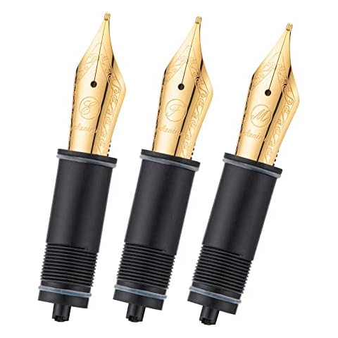 Asvine 3 PCS Fountain Pen Replaced Nibs, 6 Gold Plated EF/F/Medium Nib V169, P20, P30 and V126, NOT Fit P36 Cover