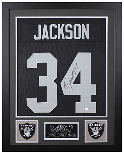 Bo Jackson Autographed Black Oakland Jersey - Beautifully Matted and Framed - Hand Signed By Bo Jackson and Certified Authentic by Beckett - Includes Certificate of Authenticity