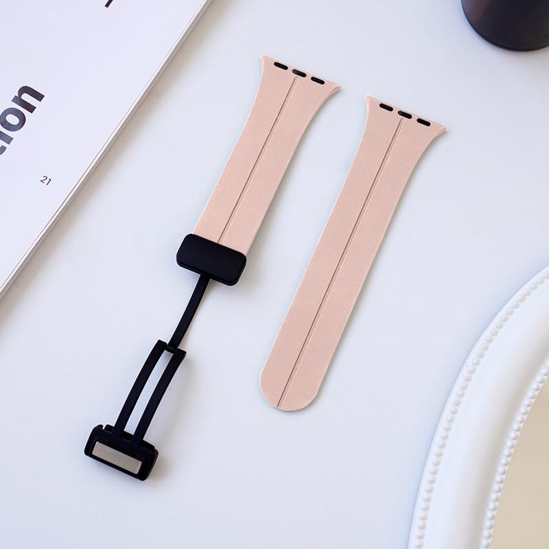 Sport Magnetic Band Compatible with Apple Watch Bands 38mm 40mm 41mm 42mm 44mm 45mm 46mm 49mm Women Men, Silicone Magnetic Strap for iWatch Series 11