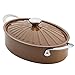 Rachael Ray Cucina Hard Porcelain Enamel Nonstick Covered Oval Sauteuse, 5-Quart, Mushroom Brown