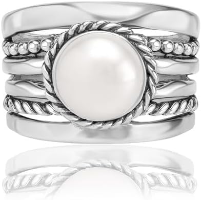 925 Sterling Silver Pearl Beaded Rope Ring by Jean Rachel - Image 4