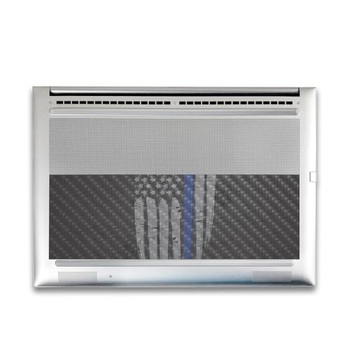 Image of Carbon Fiber Gaming Skin Compatible with HP Envy x360 16 inch (2023) - Thin Blue Line - Premium 3M Vinyl Protective Wrap Decal Cover - Easy to Apply | Crafted in The USA by MightySkins