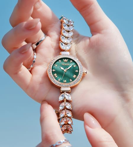 Image of OLEVS Diamond Watch for Women Luxury Dress Rose Gold Bracelet Casual Elegant Waterproof Date Ladies Quartz Wrist Watches