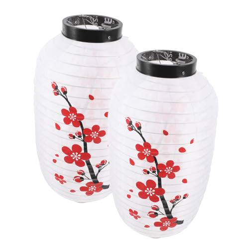 ORFOFE 2 Piezas Linternas Japonesas Tradicionales de Tela con Flores Colgantes Decoración Exterior para Hogar Eventos y Restaurantes