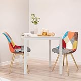 STYLE PATCHWORK: Mit diesem Polsterstuhl in Patchwork-Optik bringen Sie Farbe in Ihren Essbereich. Er passt als Einzelstück oder in der Gruppe prima zu puristischen Glas- wie auch derben Holztischen.