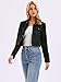 Allegra K Women's Casual Faux Suede Notched Collar Button Up Cropped Jacket with Pockets X-Large Black