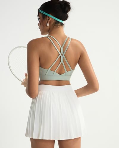 Image of RUNNING GIRL Sports Bras for Women,Strappy Crisscross Back Padded Low Impact Running Sports Bra with Removable Cups Green