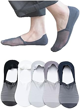 5 Pairs Invisible Ice Silk Breathable Socks, No Show Socks for Men and Women, Ultra Low Cut Socks with Non-Slip Grips
