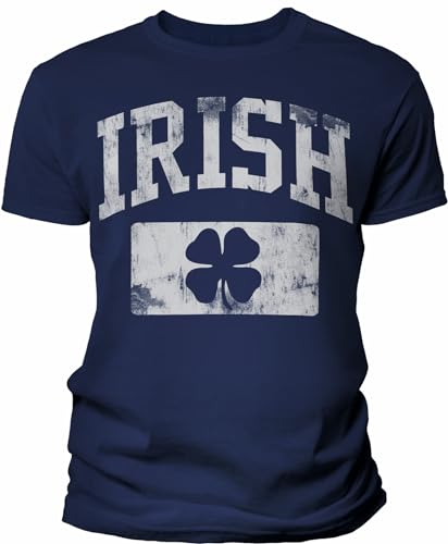 Irish Athletic - Vintage Distressed Irish St Patricks Day Shirt for Men - F/Navy-Lg