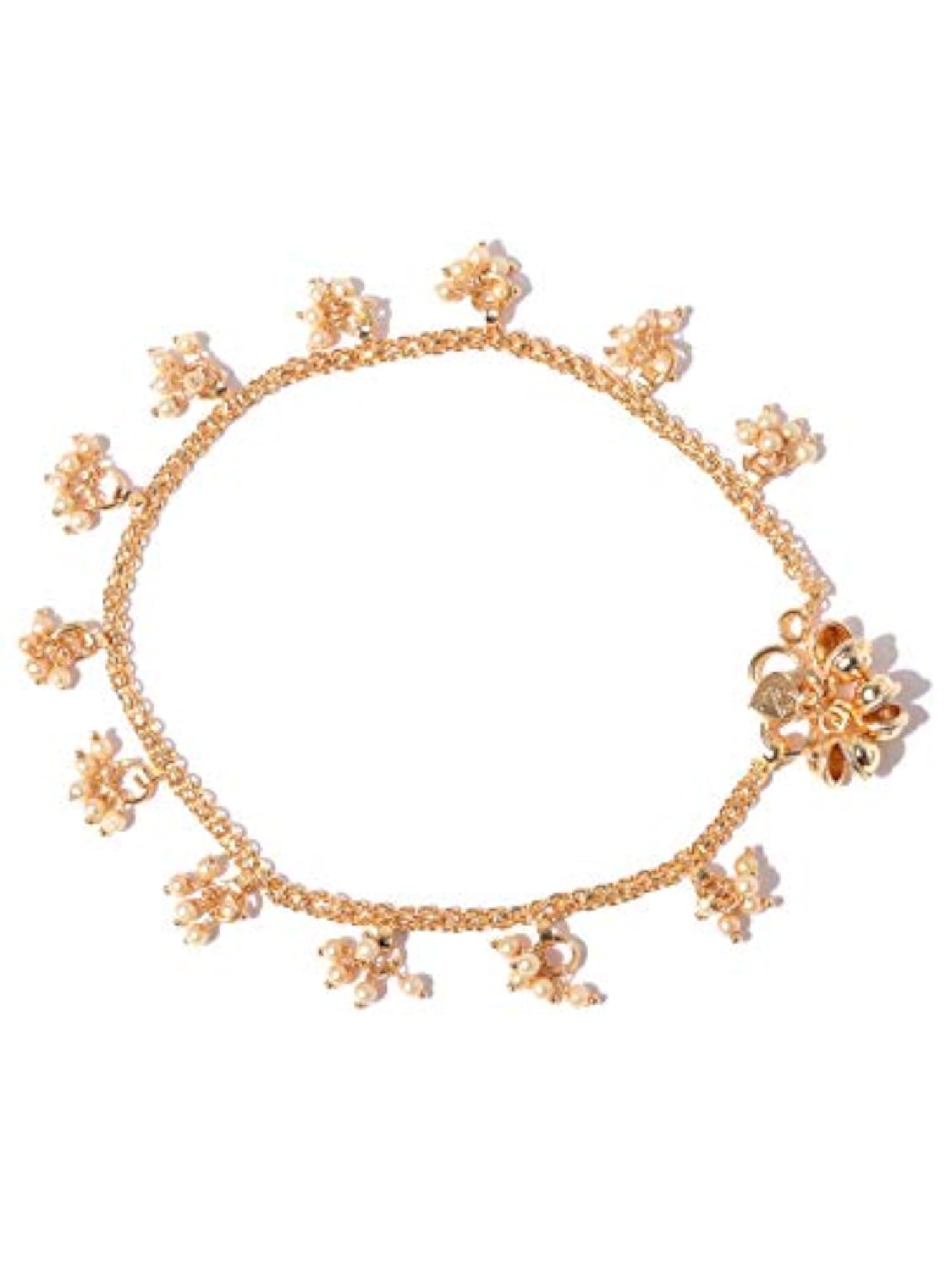 Brass Stylish Moti Anklet, Everyday Wear