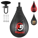 Box Speed Ball Set aus Maya Hide Leder – Punching Ball mit Halterung & Speedbag für Boxtraining, Reflex- & Fitnessübungen – Professionelles Box-Trainingsgerät für Zuhause & Fitnessstudio (Black/Red)