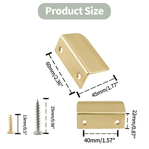 Unlorspy 2Pcs 60Mm/2.36 Inch Length Edge Finger Tab Pull, Zinc Alloy Leaf Cupboard Door Handle, Leaf Shaped Cabinet Handles With Screws For Cupboard Cabinet Drawer (Brushed Brass, Style A Short) #TOP1