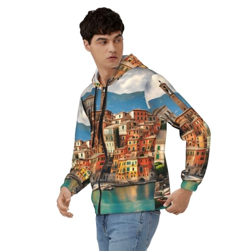 Pull à capuche pour homme avec fermeture éclair et cordon - 4