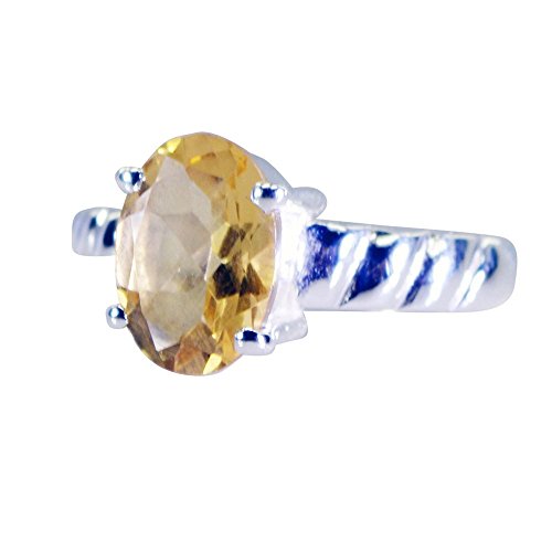 Bague citrine naturelle en argent pour femme - Cadeau d'anniversaire idéal