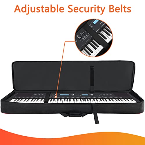 76 Key Keyboard Case Soft (Interior:50"X 18" X 6.1"), Padded Piano Case With Handles And Adjustable Shoulder Straps, Keyboard Gig Bag With 3 Pockets For Music Sheet Stands, Sustain Pedals, Cables #TOP5