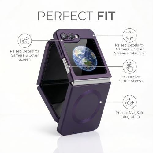Image of amazon basics Premium Mag-Safe Case for Samsung Galaxy Z Flip 5 | Shockproof & Anti-Scratch Cover | Soft Silicone with Wireless Charging | Camera Lens Guard - Purple
