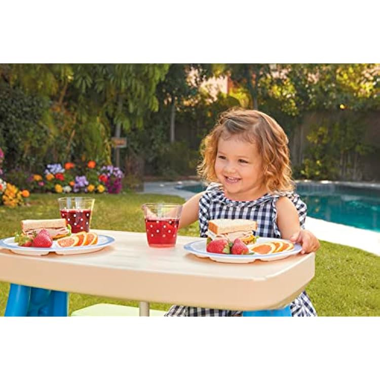 Little Tikes Easy Store Picnic Table with Umbrella, Multi Color, 42.00''L x 38.00''W x 19.75''H