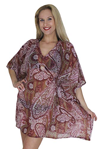 La Leela Women's Short Beach Bikini Swimsuit Cover Ups 1X-2X Maroon-Ac811 #TOP2