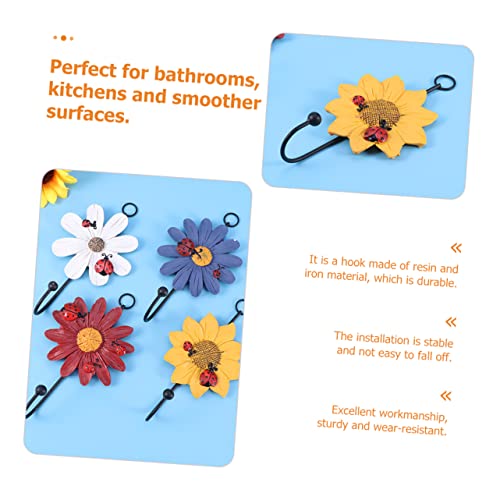 Plafope 2 Pcs Painted Clothes Hooks Sundries Yellow Room Iron Hat Decorative Wall Decor Hanging Hanger Art Decoration Door Hangers Organizer Sunflower Supplies Key Mounted Hand- Resin #TOP2