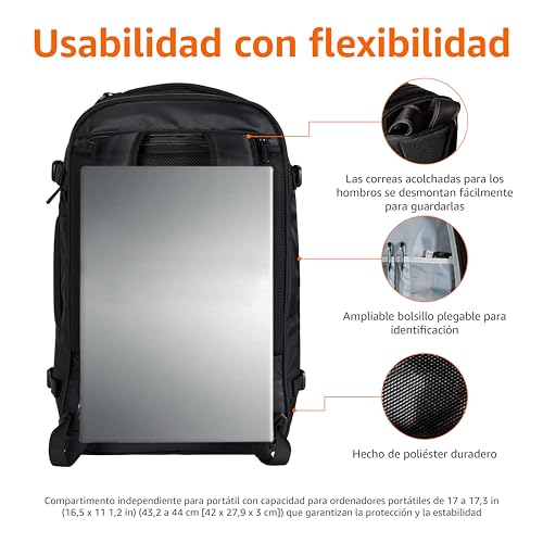 Mochila de viaje 40L para evitar facturar equipaje de mano con portátil de 17 pulgadas 2