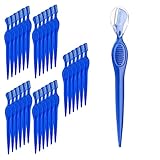 ALAZCO 30 pc Eyebrow Razor Precision Shaver Facial Exfoliating Dermaplaning Tool Peach Fuzz Face Brow Touch-Up Shaper Lip Bikini Area Razor Trimmer Washable Reusable Women Men - Blue