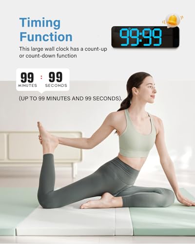 Digital Wall Clock, Digital Clock Large Display with Remote Control, Corded LED Alarm Clocks with Date, Week, Temp, Humidity, Auto DST, Countdown, for Living Room Bedroom Classroom Office (Blue) - Image 7