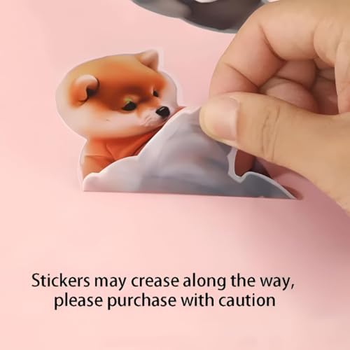 Image of Dog Wall Protection Sticker with Soft Silicone Belly, Cartoon Puppy Flat Adhesive Decor for Door, Phone, Fridge Surface (Pack of 2)