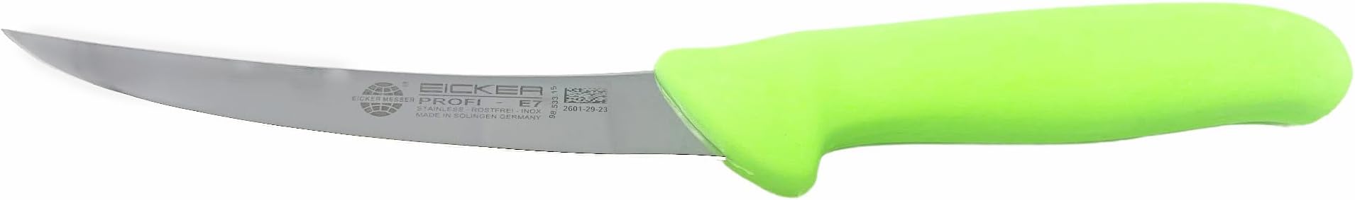 Eicker Messer 6" Semi Flexible Curved Boning Knife - Green Handle - Manufactured in Solingen, Germany