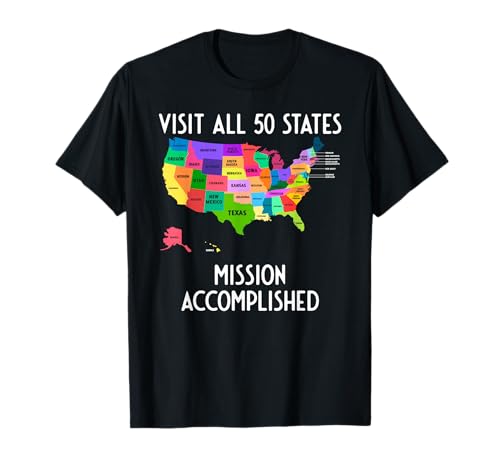 Visit all 50 states map shirt USA travel gift T-Shirt