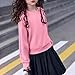 Girls Sweatshirt Crop Tops for Teens Girl Loose Fit Crewneck Pullover Ribbed Long Sleeve Shirt with Thumb Hole 4-15Y Pink