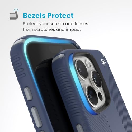 Image of Speck Presidio 2 Grip iPhone 16 Pro Max Case - MagSafe and ClickLock - Slim Coastal Blue /Dust Grey