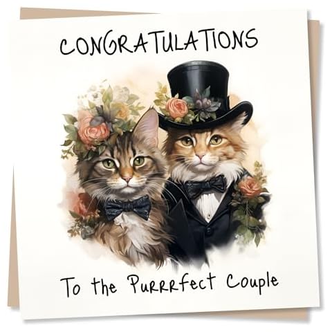 Cute Cat Wedding Card for Celebrations Cover