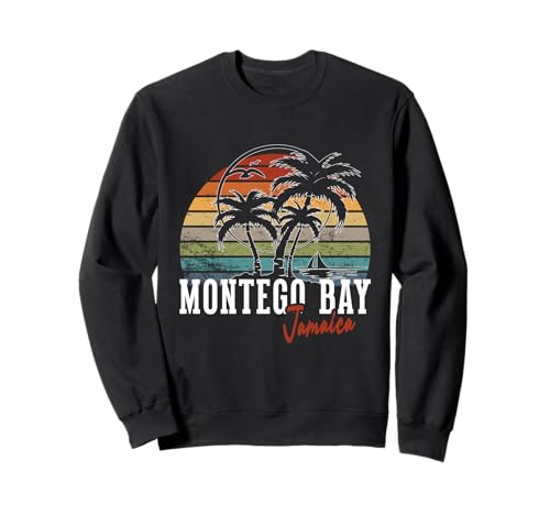 Montego Bay Jamaica Caribbean Retro Palmeras Jamaicanas Sudadera