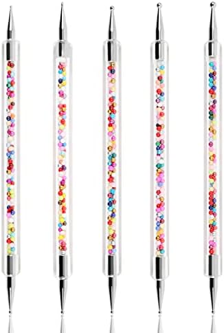 yisinuoo 5PCS (10sizes) 2 Ways Dotting Tools, Nail Art Tools for Painting Nail Design Kit With Colored Handles Acrylic Nail Art Pen Dot Paint Manicure Kit for Home DIY Nail Salon